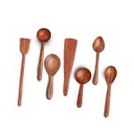 The Indus Valley Neem Wood Compact Flip/Spatula/Ladle for Cooking Dosa/Roti/Chapati | Kitchen Tools | No Harmful Polish | Naturally Non-Stick | Handmade (Set of 7)