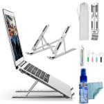 Smashtronics – Adjustable Aluminum Laptop Stand – Foldable, Ventilated, Portable Stand for Desk & Tabletop, Compatible for 13-15 inch Laptops, Comes with Carry Pouch (Silver)