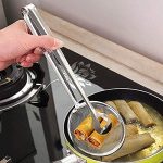 ULX Multi-Functional 2 in 1 Stainless Steel Fry Tool Filter Spoon Snack Strainer with Clip Oil Frying BBQ Filter with Clip for Kitchen