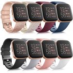 8 Pack Sport Bands Compatible with Fitbit Versa 2 / Fitbit Versa/Versa Lite/Versa SE, Classic Soft Silicone Replacement Wristbands Straps for Fitbit Versa 2 Smart Watch Women Men
