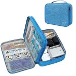Anayo Electronics Accessories Organizer Bag Waterproof Travel Case Gadget Pouch for Cables, Charger, Power Bank, Memory Card, USB Drive, Mobile Phone, Camera, HDD, SSD – Dual Layer (Blue)