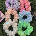 Deepti Chandna Designs Plain Satin Bright colour Large Size Shiny Hologram Scrunchies/Ponytail Holders/Hair Ties Combo, Elegant Hair Accessories for Girls and Women (Set of 6) (Style 14)
