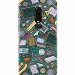 Dugvio Printed Colorful Hard Back Case Cover & Compatible for OnePlus 6 | Student Study Gadgets Pattern (Multicolor) – D24