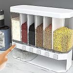 Evrum Wall Mounted Cereal Food Dispenser For Kitchen 6 Grid Dry Food Dispenser Space Saving Storage Containers for Cereal, Rice, Nuts, Candy, Coffee Bean, Snack, Grain(Heavy plastic)