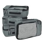 FATMUG Packing Cubes / Travel Pouch / Bagpack Suitcase Organiser Set of 4 – Small Size – Grey Polyester