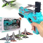 Air Battle Gun Toys, Airplane Launcher Gun Toy with 4 Paper Foam Glider Planes Kids Gadget for Fun Outdoor Sports Activity Play Catapult Pistol with Continuous Shooting Flyers