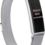 Zitel Bands Compatible with Fitbit Alta / Alta HR Band for Women Men, Breathable Stainless Steel Loop Mesh Strap with Unique Magnet Lock (No Tracker) – Silver