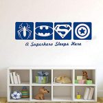 Gadgets Wrap Boy Bedroom Wall Decal A Superhero Sleeps Here Kids Phrase Vinyl Wall Stickers