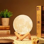 Desidiya 3D 7 Color Changing Moon Night Rechargeable Led Lamp with Stand Night Lamp for Bedroom Lights for Adults and Kids Home Room Beautiful Indoor Lighting – 15Cm, Wood Prong Base, Pack of 1