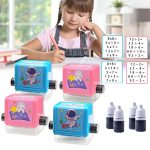 4Pcs Roller Digital Teaching Stamp, Addition Subtraction Multiplication Division Seal Arithmetic Artifact, Math Roller Stamp with Ink for School Teaching Supplies (4 Packs)