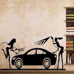 Gadgets wrap Woman with car wash Wall Decal for Home or Office Wall Decoration Vinyl