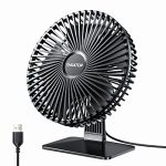 gaiatop Small Table Fan, 6.5 Inch Ultra-quiet, 90° Adjustment for Better Cooling, 3 Speeds Portable Mini Powerful Desktop Table Fan, Small Personal Cooling Fan for Home Office (Black leaf)