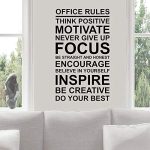 GADGETS WRAP Office Rules Poster Wall Decal Work Motivation Quote Sign Think Positive Focus Teamwork Vinyl Sticker