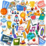 iberry’s 50 pcs Stickers for Laptop Phones Computer Bicycle Luggage Scrapbooks Gadgets Waterproof Stickers|Stickers for Students| School Themed| College Stickers-Set of 50 Stickers (08)