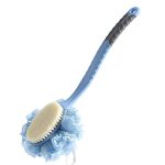 Back Scrubber Brush,TEGOOL Body Bath shower Brush with Bristles and Loofah,17 Inches Long Handle for Skin Exfoliating Massage Suitable for Wet or Dry,Men and Women (Blue)