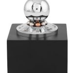 ZAHEPA Spinning Decision Maker Paper Weight, Stress Relief Gadgets for Kids & Adults, Chrome Finish – Fun Desk Accessory & Gift Idea (Wooden Base + Metal Ball)