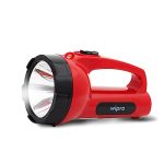 Wipro Emerald Rechargeable Emergency Light, Torch with One-Button Operation, 3000mAH Lithium Battery, and an Ergonomic Design (Red, Pack of 1)