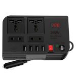 Skypearll Car Laptop Charger, 300W Car Inverter DC 12V to AC 220V with 4 USB Ports Fast Charging 2 Universal Sockets with Multifunctional LED Display, Universal Laptop Charger for car with Extra Fuse