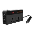 Vantro 200W Car Power Inverter/Laptop Charger with 4 USB Ports & 2 AC Outlets and 12V DC to 220V AC with QC3.0 Advance Technology & Digital Display- 18 Months Warranty