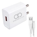 Androidbazaar Ab101S Usb Turbo Charge Series 5V/2.4 Amp 12W 1 Port Adaptor For All Android Ios Smartphones, Tablets Cellular Phones Compatible Gadgets (Ab-101C, 1 Port Charger+Type C Cable) White