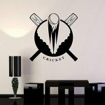 GADGETS WRAP Cricket Vinyl Wall Decal Bat Ball Art Wall Stickers for Teen Boy Playing Room