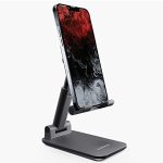 Ambrane Mobile Holding Tabletop Stand, 180 Perfect View, Height Adjustment, Wide Compatibility, Multipurpose, Anti-Skid Design (Twistand, Black)