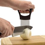 we3 Stainless Steel, ABS Vegetable Tools Tomato Cutter Kitchen Gadgets Onion Holder For Slicing, Slicer Odour Eliminator, Black