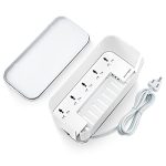 Hoteon Power Strip plus cord Organizer Extension Board with Cable Management Box with Reset, 2500W/10A 5nos Universal Sockets and 3nos 5V/3.1A Fast Charge USB Ports, 3-Pin Surge Protection , White