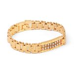 RD Gadgets Mens Bracelet Gold-Plated Link Design with American Diamonds