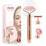 AGARO 3-In-1 Electric Rose Quartz Face Roller, Facial Roller Kit for Face, Eye, Neck, Jade Roller, Anti-Aging Facial Massager for Anti-Wrinkles, Skin Firming and Lifting, (Rosegold)