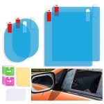 Deejay Universal Car Accessories Rear-View Mirror Waterproof Anti Fog Rainproof Anti-Water Protective Film Sticker for Car (Square – 2 PCs + Oval – 2 PCs)