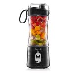 BlendLife Pro Portable Blender With Sipper For Juices, Shakes, Smoothies, Baby Food & More | 210W | 4000mAh Rechargeable Battery | Crushes Ice, Carrots, Beetroot, Dry Fruits | USB-C Protected Charging Port | 400ml Capacity With Inbuilt Jar, And Carry Handle – Black