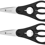 Amazon Brand – Solimo Premium High-Carbon Stainless Steel Small Detachable Kitchen Shears Set, Set of 2, Silver