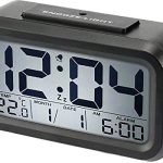 FLUZOV Digital Plastic Smart Alarm Clock with Backlight Date & Temperature for Heavy Sleepers, Students, Home Bedroom (Black)