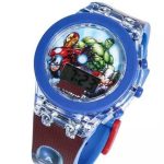 ARTLABEL Digital 7 Color Disco Glowing Light Watch for Kids | Boy’s Watch | Best Birthday Return Gift [ Same Colour Will be Sent ] (2-8 Years Old) (Superheroes-Red)