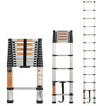 EQUAL Portable and Compact 13-Steps Telescopic Foldable Aluminium Ladder for Household and Outdoor Purpose (380 cm/12.5 ft, Anodized Silver)