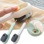 BE Liquid Adding Soft Fur Cleaning Brush,Multifunctional Shoe Brush with Liquid Box for Dish Sink Pan Pot Washing and Cleaning,Bathroom, Kitchen, Soft Laundry Clothes and Shoes Scrubbing Brush(2 PCS)