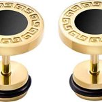 RD Gadgets Gold Stainless Steel Screw Earrings Round Stud for Men | Women (1 Pair)