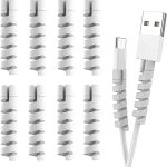 LAPSTER 12pcs Spiral Cable Protectors for Data Charger, Wires Computers, Cell Phones etc.(Grey)