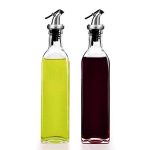 STAR WORK-Glass Oil Dispenser Bottle for Kitchen | Stainless Steel Leak-Proof Cork | Transparent Oil Pourer and Holder 500ml (Combo Pack of 2)