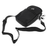 MagiDeal Universal Multipurpose 3-Compartments Zippered Waist Bag with Belt Loops and Shoulder Strap for Smart Phones Within 6 inch, Gadget, Money, ID Cards – Black