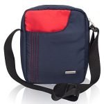 Cosmus Men’s Stitchwell Cross-Body Sling Bag – Shoulder Side Bag – Multipurpose – 10 inch Tablet/iPad Sling Bag (Navy Blue & Red)