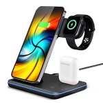 UNIGEN UNIDOCK 3-in-1 Wireless Charging Station | 23W Type-C PD | for Apple Watch 8/7/SE/6/5/4/3/2, iPhone 14 13 12 Pro Max SE XS XR X, Samsung, AirPods Pro/3/2/1 (Black)