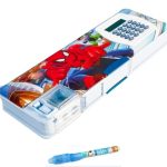 YBN Magnetic Geometry Pencil Box with Calculator & Dual Sharpener for Kids for School,Spiderman Super Hero Big Size Cartoon Printed Pencil Case with Invisible Pen (Spiderman) Pack of 1