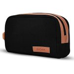 AirCase Canvas Toiletry kit travel organizer with handle, easy to clean compact storage pouch for shaving, makeup, cosmetic, gadgets, for men & women, Black
