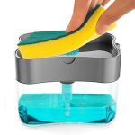 Vasukie 2-in-1 Soap Dispenser for Kitchen and Sponge Holder Dish Soap Dispenser Kitchen Sink dishwashing for Dishwasher Liquid Holder Instant Refill Durable (Soap Dispenser) Plastic