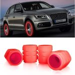 AARKRI SALES All-New Bike/Car Tyre Air Valve Caps – Universal Fluorescent Tire Valve Caps for Cars & Bikes with Neon Glow – Brighten Up Your Ride Instantly, (Pack of- 8, Red)