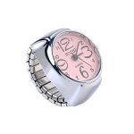 Yellow Chimes Stainless-Steel Base Metal Pink Dial Analog Stretchable Women’s Watch Ring