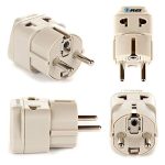 OREI India Europe Adapter (Schuko) Plug – Type E/F India to Europe Adapter – 2 in 1 – Perfect for Laptop, Camera Charger and More – CE, RoHS – 4 Pack – Beige – 5 Years Warranty