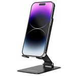 Ambrane Metallic Mobile Holder for All Smartphones, Tabs, Kindle, iPad Mobile Holding Tabletop Stand, 180 Perfect View, Height Adjustment, Foldable Design (Twistand Pro, Black)